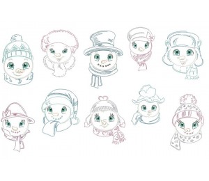 Stickserie - Herr & Frau Schneemann Line Art